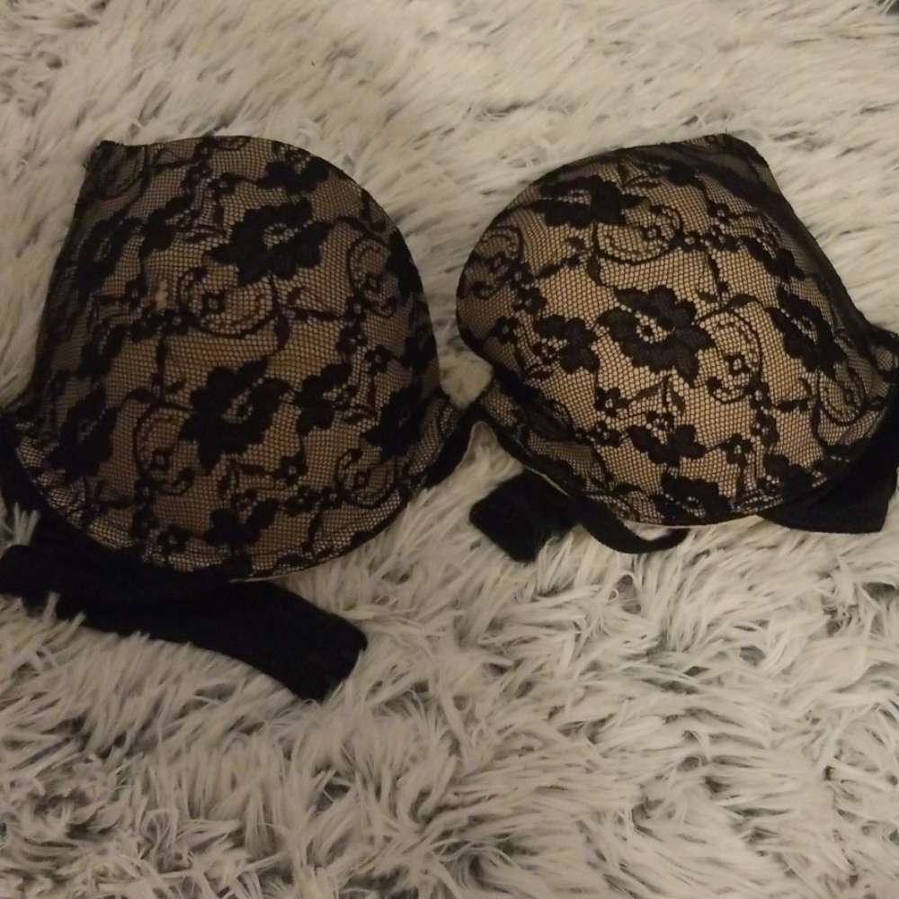 34C Black & Nude Lace Bra
